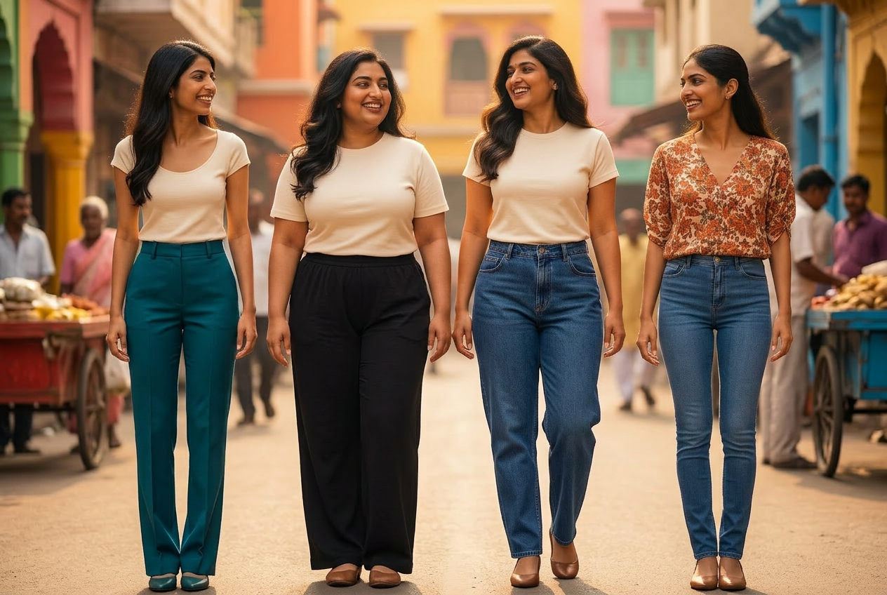 Tall woman wearing perfectly fitted Longitude trousers
